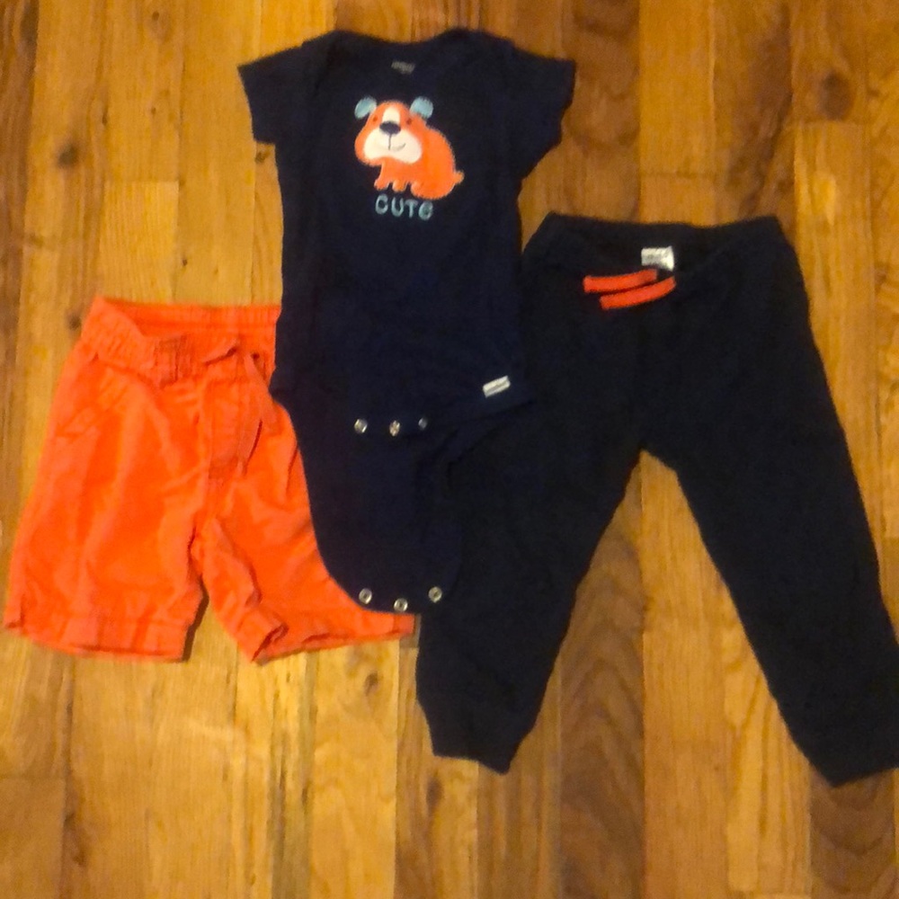 Onesie with matching shorts and pants